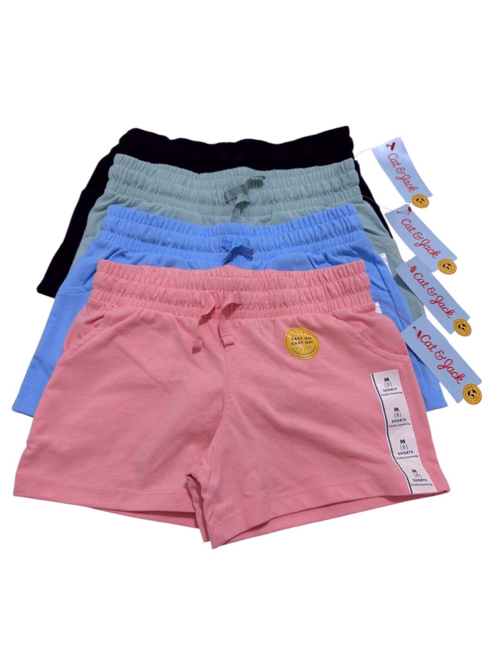 Cat and Jack Pull-On Knit Shorts 4 Piece Cotton Blend Bundle Medium 8 NEW